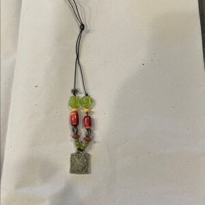 Longaberger Heritage Days Pewter and Beaded Leaf Basket Tie-On * 2004